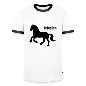 Friesian Horse / Friese - Men's Ringer Shirt - white/black - Front - AI Model Female 172 light (172cm) & AI Model Male 178 dark (178cm)