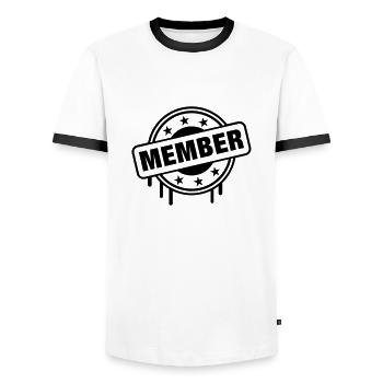 member_stamp_1_f1 - T-shirt contrasté Homme - blanc/noir - Devant - AI Model Female 172 light (172cm) & AI Model Male 178 dark (178cm)