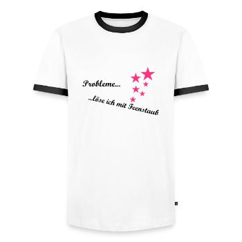 Probleme löse ich mit Feenstaub - Männer Kontrast-T-Shirt - Weiß/Schwarz - Vorne - AI Model Female 172 light (172cm) & AI Model Male 178 dark (178cm)