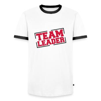 team_leader_rm2 - Men's Ringer Shirt - white/black - Front - AI Model Female 172 light (172cm) & AI Model Male 178 dark (178cm)