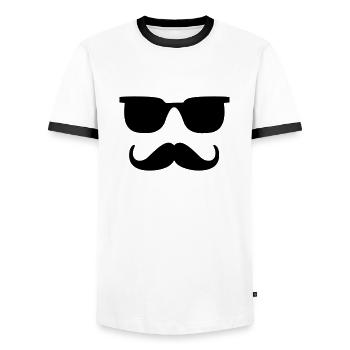 Barbe Lunettes de soleil Tendance Style Cadeau pour homme - T-shirt contrasté Homme - blanc/noir - Devant - AI Model Female 172 light (172cm) & AI Model Male 178 dark (178cm)