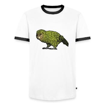 Strigops kakapo 02 - T-shirt contrasté Homme - blanc/noir - Devant - AI Model Female 172 light (172cm) & AI Model Male 178 dark (178cm)