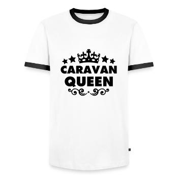 caravan queen 2015 - Men's Ringer Shirt - white/black - Front - AI Model Female 172 light (172cm) & AI Model Male 178 dark (178cm)