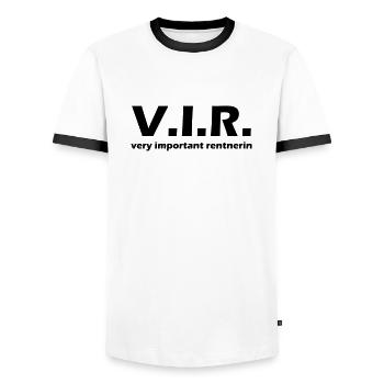 rentnerin - Männer Kontrast-T-Shirt - Weiß/Schwarz - Vorne - AI Model Female 172 light (172cm) & AI Model Male 178 dark (178cm)