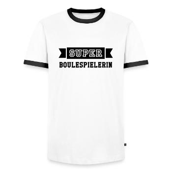 Boulespieler / Boulespielerin / Petanque / Boule - Männer Kontrast-T-Shirt - Weiß/Schwarz - Vorne - AI Model Female 172 light (172cm) & AI Model Male 178 dark (178cm)