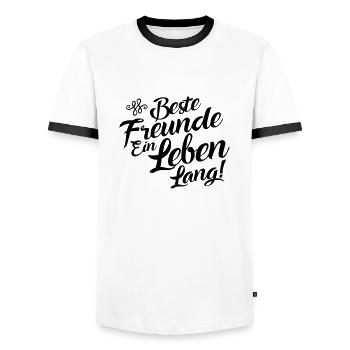 beste freunde ein leben - Männer Kontrast-T-Shirt - Weiß/Schwarz - Vorne - AI Model Female 172 light (172cm) & AI Model Male 178 dark (178cm)