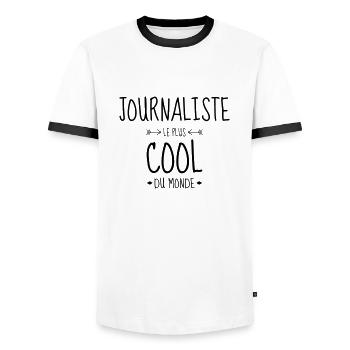 Journalist Journalism Journalismus Journaliste - Men's Ringer Shirt - white/black - Front - AI Model Female 172 light (172cm) & AI Model Male 178 dark (178cm)
