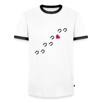 Symbole - Hufe Herz - Männer Kontrast-T-Shirt - Weiß/Schwarz - Vorne - AI Model Female 172 light (172cm) & AI Model Male 178 dark (178cm)