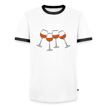 rotwein glaeser anstossen - Männer Kontrast-T-Shirt - Weiß/Schwarz - Vorne - AI Model Female 172 light (172cm) & AI Model Male 178 dark (178cm)