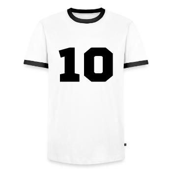10 - Männer Kontrast-T-Shirt - Weiß/Schwarz - Vorne - AI Model Female 172 light (172cm) & AI Model Male 178 dark (178cm)