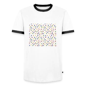 Penis funny lots of colorful penises - Men's Ringer Shirt - white/black - Front - AI Model Female 172 light (172cm) & AI Model Male 178 dark (178cm)