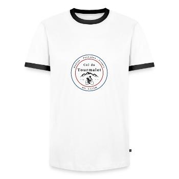 Col du Tourmalet - Männer Kontrast-T-Shirt - Weiß/Schwarz - Vorne - AI Model Female 172 light (172cm) & AI Model Male 178 dark (178cm)