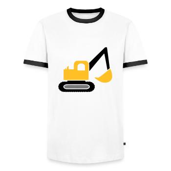 Bagger Fahrzeug - Männer Kontrast-T-Shirt - Weiß/Schwarz - Vorne - AI Model Female 172 light (172cm) & AI Model Male 178 dark (178cm)
