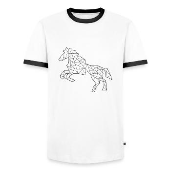 Pferd Origami - Männer Kontrast-T-Shirt - Weiß/Schwarz - Vorne - AI Model Female 172 light (172cm) & AI Model Male 178 dark (178cm)