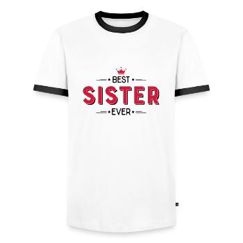 Sœur - T-shirt contrasté Homme - blanc/noir - Devant - AI Model Female 172 light (172cm) & AI Model Male 178 dark (178cm)