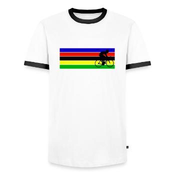 dad cyclist champion bike - Men's Ringer Shirt - white/black - Front - AI Model Female 172 light (172cm) & AI Model Male 178 dark (178cm)