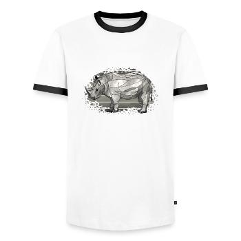 Nashorn - Männer Kontrast-T-Shirt - Weiß/Schwarz - Vorne - AI Model Female 172 light (172cm) & AI Model Male 178 dark (178cm)