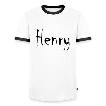 Henry - Männer Kontrast-T-Shirt - Weiß/Schwarz - Vorne - AI Model Female 172 light (172cm) & AI Model Male 178 dark (178cm)