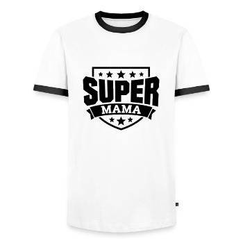 Super Mama - Männer Kontrast-T-Shirt - Weiß/Schwarz - Vorne - AI Model Female 172 light (172cm) & AI Model Male 178 dark (178cm)
