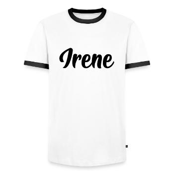 Irene - Männer Kontrast-T-Shirt - Weiß/Schwarz - Vorne - AI Model Female 172 light (172cm) & AI Model Male 178 dark (178cm)