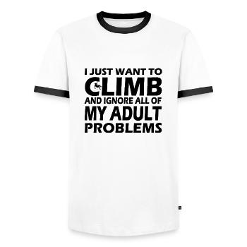 Bouldern Klettern Climbing - Männer Kontrast-T-Shirt - Weiß/Schwarz - Vorne - AI Model Female 172 light (172cm) & AI Model Male 178 dark (178cm)