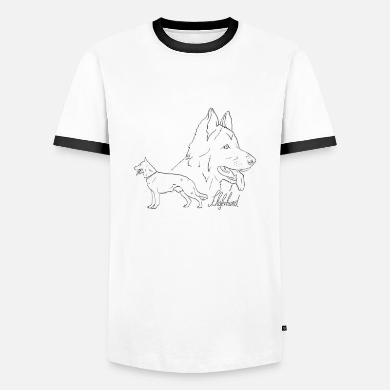 Schäferhund mit Schriftzug - Männer Kontrast-T-Shirt - Weiß/Schwarz