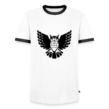 Hibou - T-shirt contrasté Homme - blanc/noir - Devant - AI Model Female 172 light (172cm) & AI Model Male 178 dark (178cm)