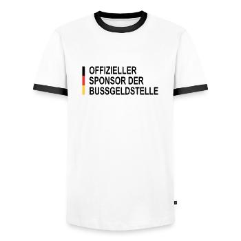 Offizieller Sponsor der Bußgeldstelle motorrad - Männer Kontrast-T-Shirt - Weiß/Schwarz - Vorne - AI Model Female 172 light (172cm) & AI Model Male 178 dark (178cm)