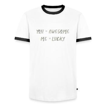 vous êtes génial amour Saint-Valentin en disant police - T-shirt contrasté Homme - blanc/noir - Devant - AI Model Female 172 light (172cm) & AI Model Male 178 dark (178cm)