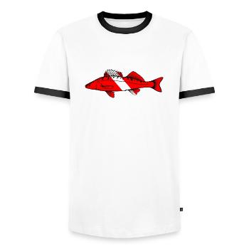 Zander by Scuba.Style - Men's Ringer Shirt - white/black - Front - AI Model Female 172 light (172cm) & AI Model Male 178 dark (178cm)