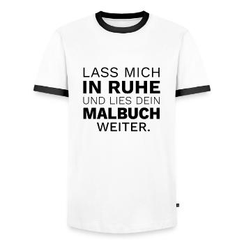 Lass mich in Ruhe und lies dein Malbuch - Männer Kontrast-T-Shirt - Weiß/Schwarz - Vorne - AI Model Female 172 light (172cm) & AI Model Male 178 dark (178cm)