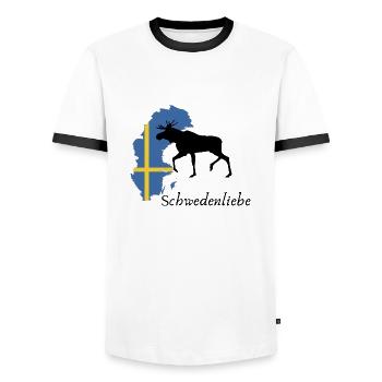 Schwedenliebe Elch - Männer Kontrast-T-Shirt - Weiß/Schwarz - Vorne - AI Model Female 172 light (172cm) & AI Model Male 178 dark (178cm)