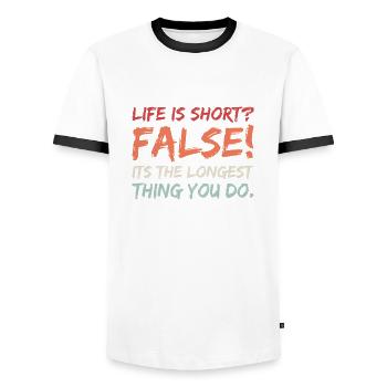 Inspiration Motivation Positive Life Lifetime - Men's Ringer Shirt - white/black - Front - AI Model Female 172 light (172cm) & AI Model Male 178 dark (178cm)