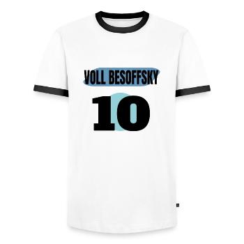 Lustige Fußball Trikot - Männer Kontrast-T-Shirt - Weiß/Schwarz - Vorne - AI Model Female 172 light (172cm) & AI Model Male 178 dark (178cm)