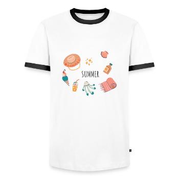 Sommer für alle - Männer Kontrast-T-Shirt - Weiß/Schwarz - Vorne - AI Model Female 172 light (172cm) & AI Model Male 178 dark (178cm)