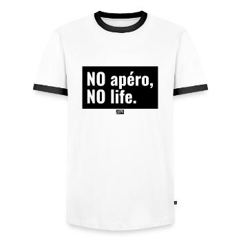 Amusant ce motif no Apéro no life - T-shirt contrasté Homme - blanc/noir - Devant - AI Model Female 172 light (172cm) & AI Model Male 178 dark (178cm)