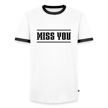 Miss You white tshirt - Männer Kontrast-T-Shirt - Weiß/Schwarz - Vorne - AI Model Female 172 light (172cm) & AI Model Male 178 dark (178cm)