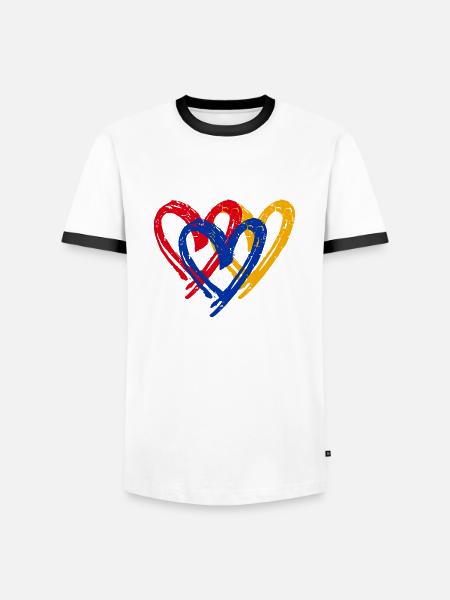 Armenien Herz Flagge - Männer Kontrast-T-Shirt - Weiß/Schwarz