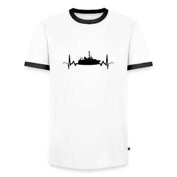 Schiff Herzschlag Boot Ekg - Männer Kontrast-T-Shirt - Weiß/Schwarz - Vorne - AI Model Female 172 light (172cm) & AI Model Male 178 dark (178cm)