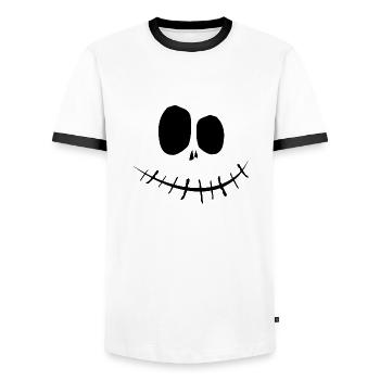 Pumpkin Face Halloween - Men's Ringer Shirt - white/black - Front - AI Model Female 172 light (172cm) & AI Model Male 178 dark (178cm)