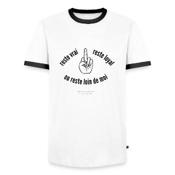 Walter & Wallis - Psy 7 - T-shirt contrasté Homme - blanc/noir - Devant - AI Model Female 172 light (172cm) & AI Model Male 178 dark (178cm)