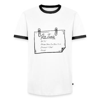 Cocktail Recipe T shirt Design - Men's Ringer Shirt - white/black - Front - AI Model Female 172 light (172cm) & AI Model Male 178 dark (178cm)