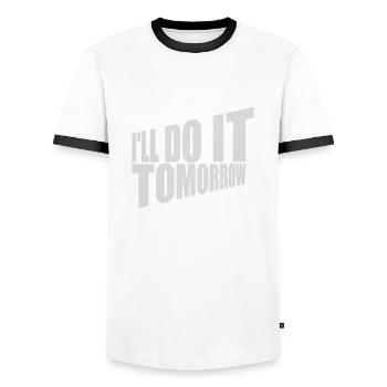 Citation de Do It Tomorrow - T-shirt contrasté Homme - blanc/noir - Devant - AI Model Female 172 light (172cm) & AI Model Male 178 dark (178cm)