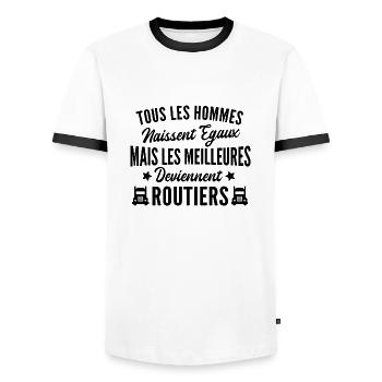 les meilleurs deviennent routiers / humour routier - T-shirt contrasté Homme - blanc/noir - Devant - AI Model Female 172 light (172cm) & AI Model Male 178 dark (178cm)