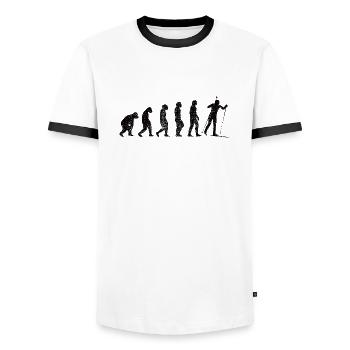 Skiing Ski Design Skier Ski Skier Ski Outfit - Men's Ringer Shirt - white/black - Front - AI Model Female 172 light (172cm) & AI Model Male 178 dark (178cm)