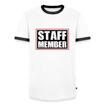 Membres du personnel - T-shirt contrasté Homme - blanc/noir - Devant - AI Model Female 172 light (172cm) & AI Model Male 178 dark (178cm)