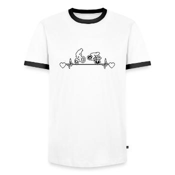 Bicycle Cycling Cyclists Cyclists - Men's Ringer Shirt - white/black - Front - AI Model Female 172 light (172cm) & AI Model Male 178 dark (178cm)