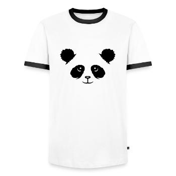 Panda Bear Face Cute Head Cute Smile Cute Nice - Men's Ringer Shirt - white/black - Front - AI Model Female 172 light (172cm) & AI Model Male 178 dark (178cm)