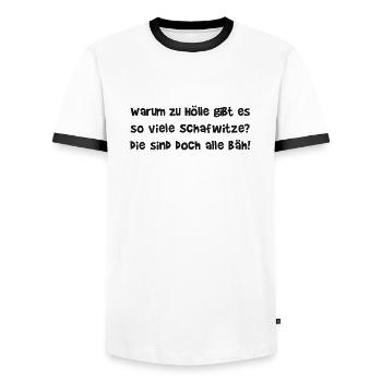 Schaf I Schafe I Witz I Witze I coole Sprüche - Männer Kontrast-T-Shirt - Weiß/Schwarz - Vorne - AI Model Female 172 light (172cm) & AI Model Male 178 dark (178cm)