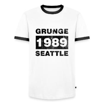 GRUNGE SEATTLE BLACK - T-shirt contrasté Homme - blanc/noir - Devant - AI Model Female 172 light (172cm) & AI Model Male 178 dark (178cm)